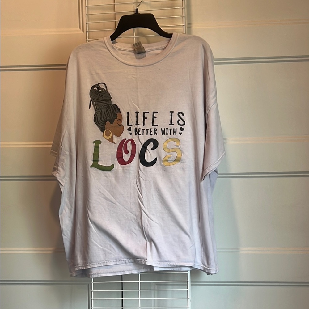 White Graphic T-Shirt with Colorful Text